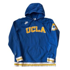 Nike Distressed UCLA Bruins Team Arch Fan Hoodie Blue Thick Cotton Blend Large